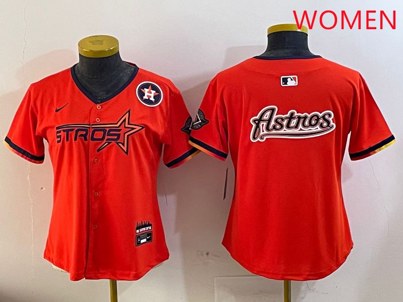 Women Houston Astros Blank Orange Three generations Joint Name 2025 Nike MLB Jersey style 19